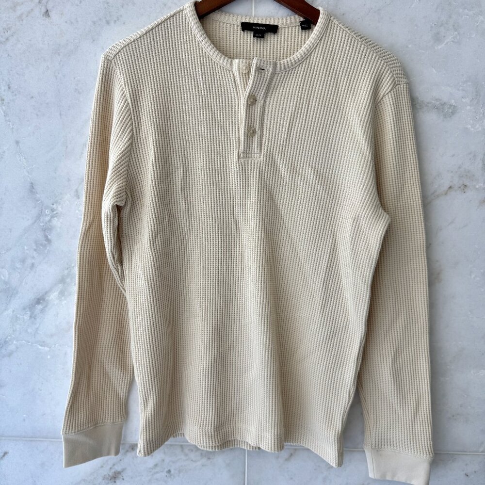 Vince Chunky Waffle Cotton-Blend Henley
